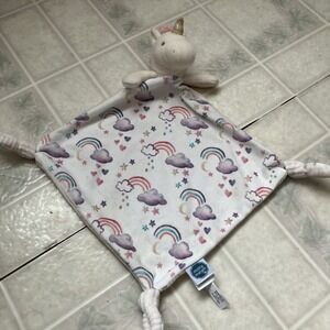 Mary Meyer Lovey Rainbows Print Unicorn Knotted Ribbed Security Blanket
